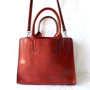 Acelure Red Faux Leather Shoulder or Crossbody Bag with Detachable Strap, EUC!